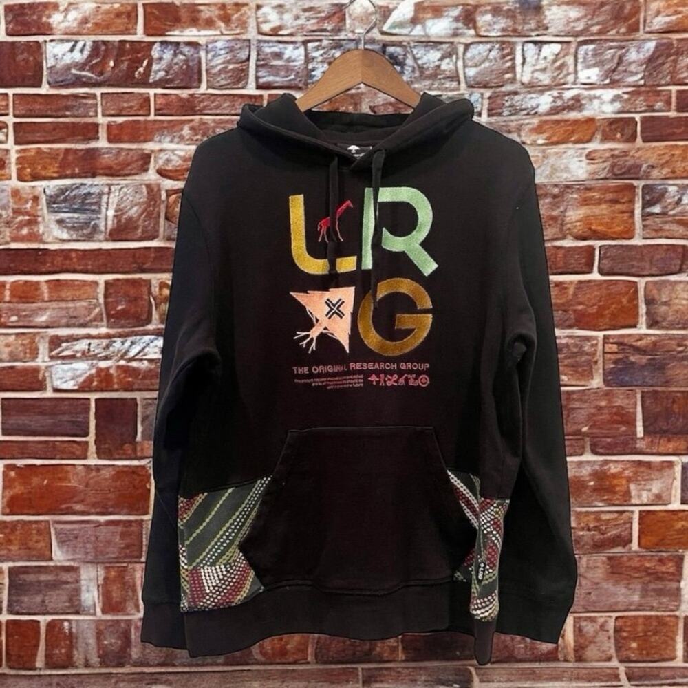 LRG Men's Black Graphic Print Pullover Hoodie Size L Urban Casual